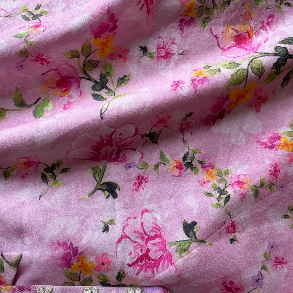 Lait Collection Divia Floral Georgette Midi Dress in Carnation Pink - Picture 6 of 11